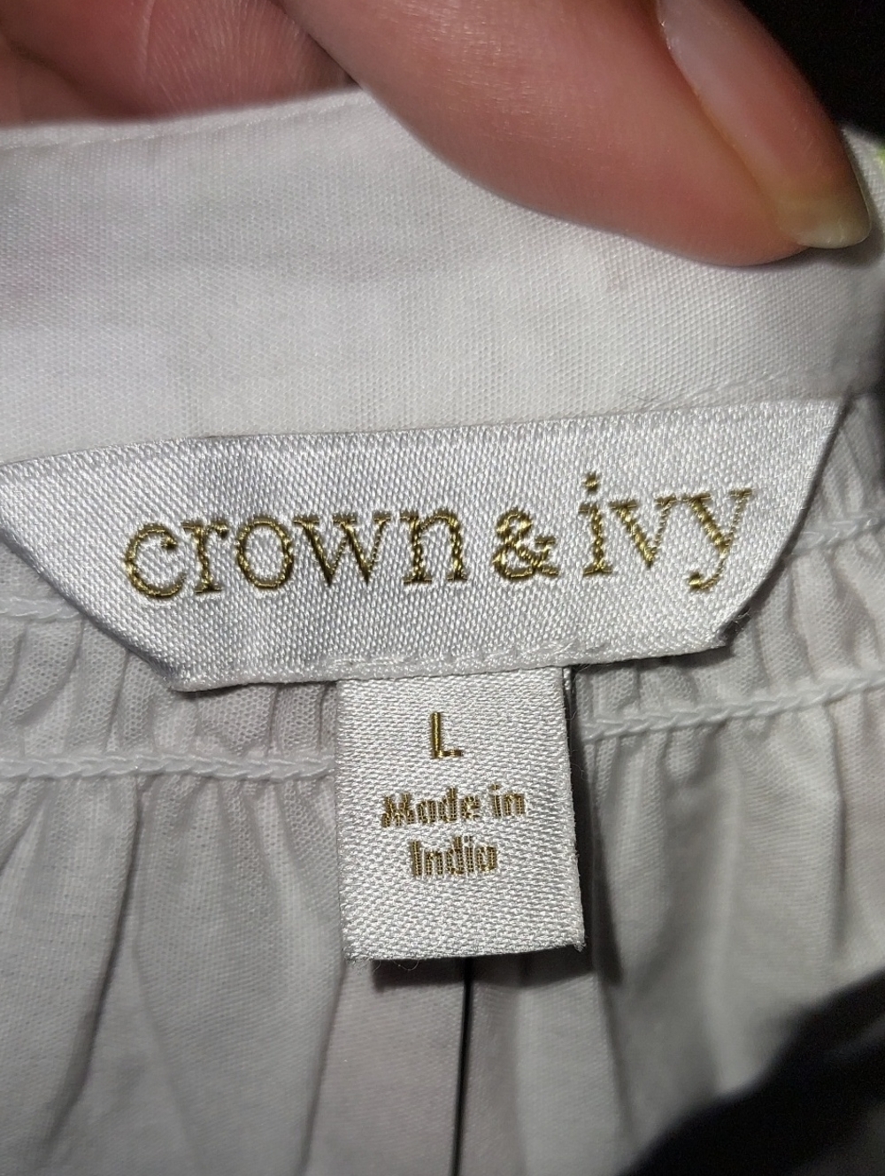 Crown & Ivy White Floral Peasant Dress with Pink and Green Accents - Picture 2 of 8